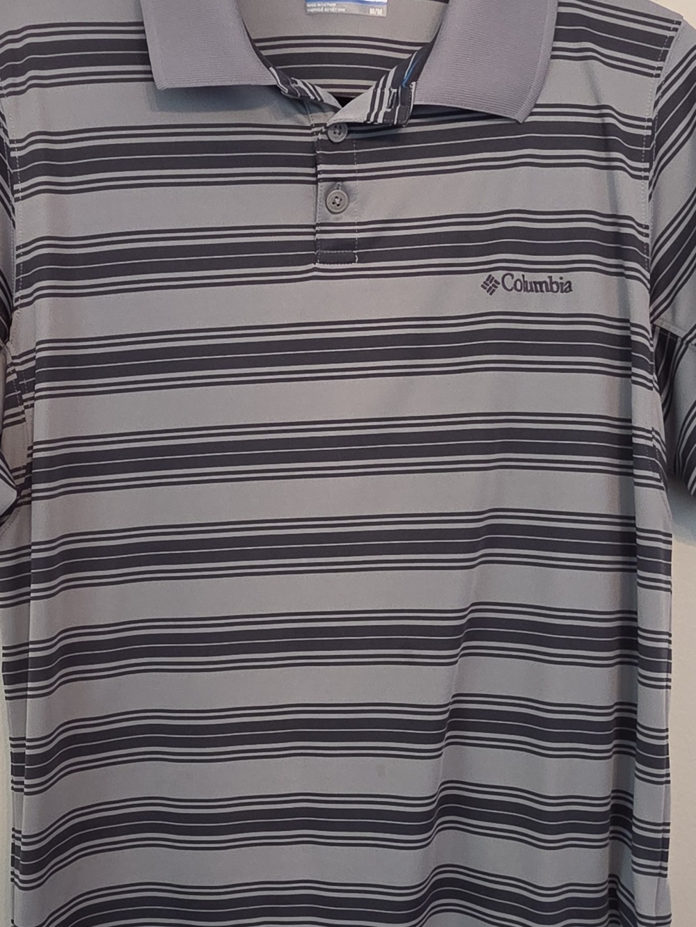 Columbia Gray and Black Striped Men’s Polo